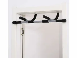 Barra de dominadas multifuncional, soporte para puerta, de acero con agarres de espuma, color y gris (92 x 40 x 17 cm)