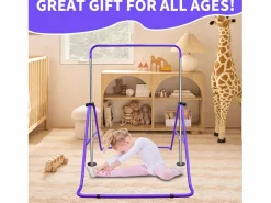 Outlet Barra de gimnasia extensible para niños, regulable en altura, de acero, color morado (145x100x130 cm) Violeta