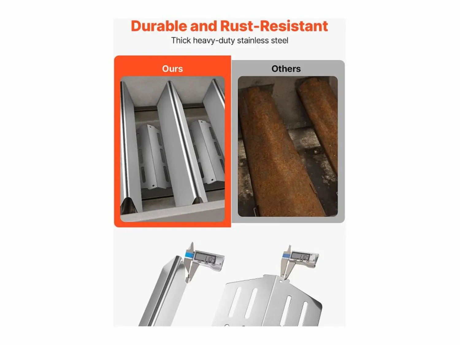 New Barras de Cubrequemadores y Difusor SucceBuy de Calor para Barbacoa 7PCs, Deflector de Grasa para Quemador 44,6 cm, para Barbacoas Weber Genesis Serie 300 Plateado