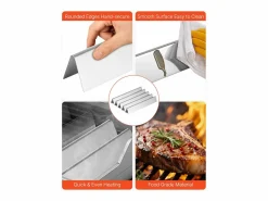 New Barras de Cubrequemadores y Difusor SucceBuy de Calor para Barbacoa 7PCs, Deflector de Grasa para Quemador 44,6 cm, para Barbacoas Weber Genesis Serie 300 Plateado