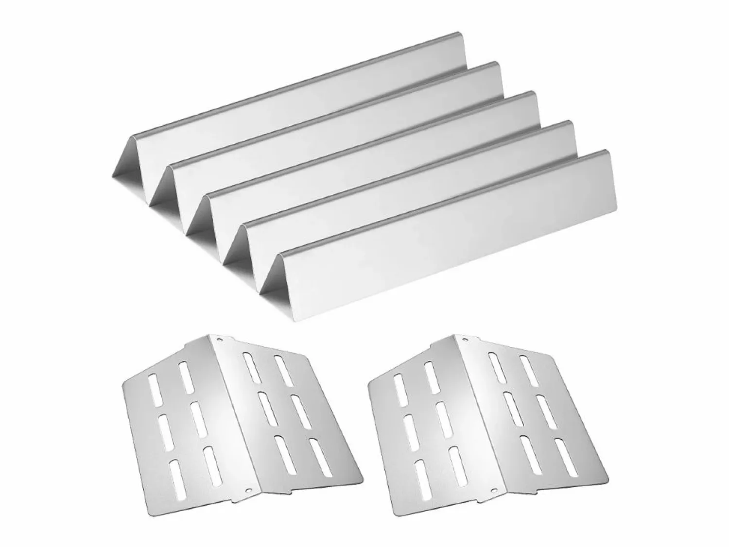 New Barras de Cubrequemadores y Difusor SucceBuy de Calor para Barbacoa 7PCs, Deflector de Grasa para Quemador 44,6 cm, para Barbacoas Weber Genesis Serie 300 Plateado