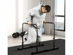 Barras de inmersión de acero, negras, antideslizantes y regulables en altura para entrenamiento muscular (70x50x100 cm) Negro