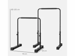 Barras de inmersión de acero, negras, antideslizantes y regulables en altura para entrenamiento muscular (70x50x100 cm) Negro