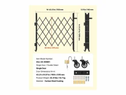 Hot Barrera de Seguridad SucceBuy Extensible de 110 x 131 cm, Puerta de Tijera Simple, Bloqueable y Retráctil, de Acero Sólido, para Entrada, Garaje Puerta De Garaje