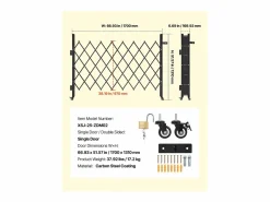 Sale Barrera de Seguridad SucceBuy Extensible de 170 x 131 cm, Puerta de Tijera Simple, Bloqueable y Retráctil, de Acero Sólido, para Entrada, Garaje Puerta De Garaje