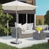 New Base de sombrilla de granito de 28 kg, ajustable, con ruedas, acero inoxidable, gris (41 x 41 x 37,5 cm)