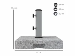 New Base de sombrilla de granito de 28 kg, ajustable, con ruedas, acero inoxidable, gris (41 x 41 x 37,5 cm)