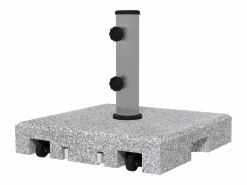 New Base de sombrilla de granito de 28 kg, ajustable, con ruedas, acero inoxidable, gris (41 x 41 x 37,5 cm)
