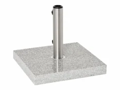 Base de sombrilla móvil de mármol y acero inoxidable con ruedas, gris (40x40x36 cm)