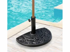 New Base de sombrilla semicircular, resina y acero inoxidable, bronce (50x31x32 cm) Sombrilla