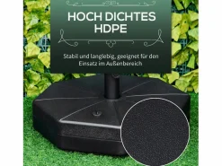 Base estable para sombrilla, rellenable con agua o arena, HDPE negro, Ø60x36cm