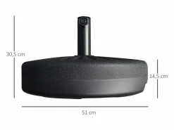 Sale Base para sombrilla de 22 kg, para postes de Ø38/48 mm, de hormigón negro, estable y resistente a la intemperie (51x51x12 cm)