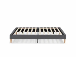 Discount VS Venta-stock Base tapizada + Cabecero Aura 150x190 cm Gris Oscuro Gris antracita