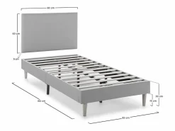 VS Venta-stock Base tapizada + Cabecero Aura 90x190 cm