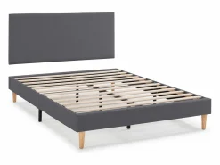 VS Venta-stock Base tapizada + Cabecero Aura 160x200 cm Gris Oscuro
