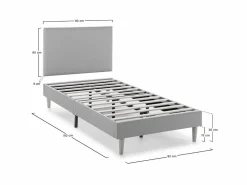 Best VS Venta-stock Base tapizada + Cabecero Aura 90x190 cm Gris claro
