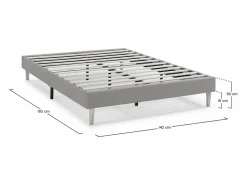 VS Venta-stock Base tapizada Aura 140x190 cm Gris Oscuro