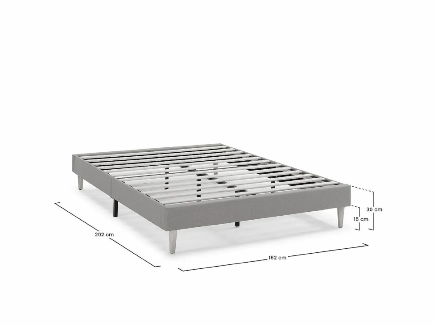 Discount VS Venta-stock Base tapizada Aura 160x200 cm Gris Oscuro Gris claro