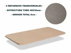 Outlet Base Tapizada 3D Contemporánea , 105x190 cm con 5 Refuerzos y 6 Patas Somier - 90X190Cm