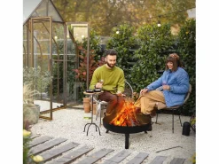 ECD Germany Basero brasero acero con 3 patas plegables barbacoa chimenea Ø60x27cm