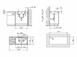 Discount Essebagno Basico Fregadero de 2 cubetas y 1 escurridor de acero inoxidable con tela microestructurada Teka Bronce