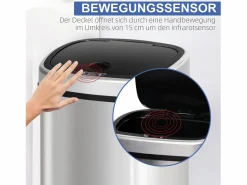 New Basurero automático de 48 l con sensor infrarrojo, acero inoxidable, color (40,5 x 29,5 x 57 cm) Cubo De Basura Para Cocina