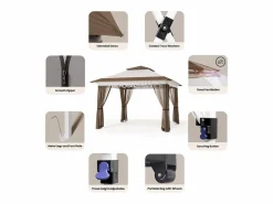 Bealife Carpa Plegable 3x3 Impermeable para Exteriores,Jardín, Camping y Playa con Altura Ajustable Pérgolas,