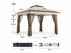 Bealife Carpa Plegable 3x3 Impermeable para Exteriores,Jardín, Camping y Playa con Altura Ajustable Pérgolas,