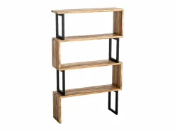 Outlet Vente-unique Biblioteca con 3 estantes de metal - Natural claro y Negro - ROVENI Negro / Color natural claro