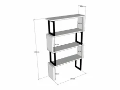 Outlet Vente-unique Biblioteca con 3 estantes de metal - Natural claro y Negro - ROVENI Negro / Color natural claro