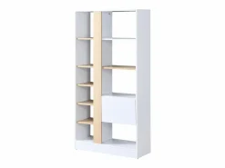 Best Vente-unique Biblioteca con 1 puerta y 7 estantes - Natural y Blanco - CALENIA Color natural claro / Blanco