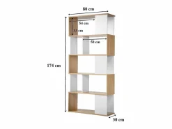 Calicosy Biblioteca Decoración Blanca y Roble - L80 x H173,5 cm