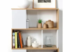 Calicosy Biblioteca Decoración Blanca y Roble - L80 x H173,5 cm