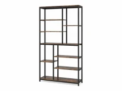 Discount Tribesigns Biblioteca, Estantería de almacenamiento de 9 niveles, Mueble de almacenamiento, Biblioteca industrial de metal Marru00f3n