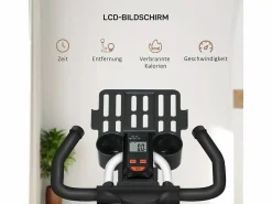 Bicicleta estática con resistencia ajustable, ABS, color blanco/negro, volante de inercia de 8 kg (103x53x114cm)