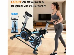 NETTLIFE Bicicleta estática magnética con pantalla LCD y soporte para tableta - Bicicleta estática para el hogar