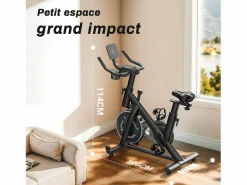 Online MERACH Bicicleta estática silenciosa, resistencia ajustable, pantalla LED, APP, carga 136 kg, ideal para casa Negro