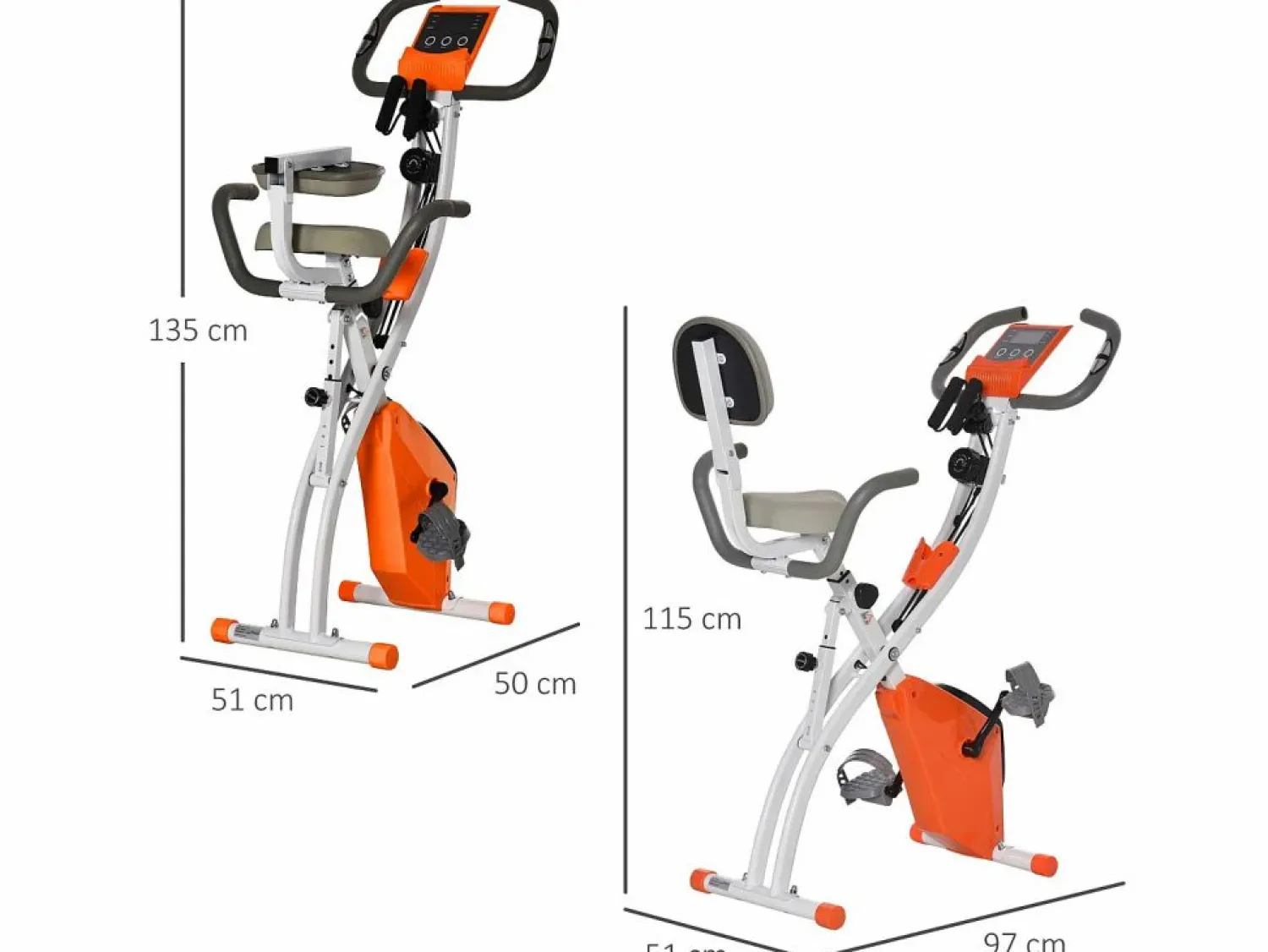 Online Homcom Bicicleta estática 97x51x115 cm Naranja