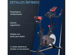 Outlet Bicicleta estática negro y rojo 85x46x114 cm Bicicleta Estática