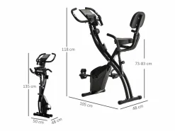 New Bicicleta estática plegable 2 en 1, 8 niveles de resistencia magnética, acero, color negro (105 x 48 x 118 cm) Bicicleta Estática