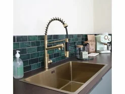 Essebagno Big Hotto Mezclador para fregadero con ducha móvil en oro cepillado