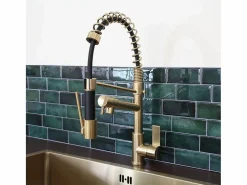 Essebagno Big Hotto Mezclador para fregadero con ducha móvil en oro cepillado