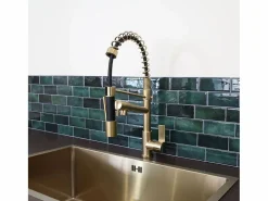 Essebagno Big Hotto Mezclador para fregadero con ducha móvil en oro cepillado