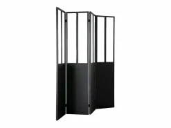 Miliboo Biombo 4 paneles en metal y cristal RACK