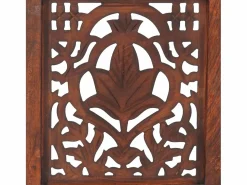 Online Biombo 3 paneles tallado a mano madera mango marrón 120x165 cm Biombo