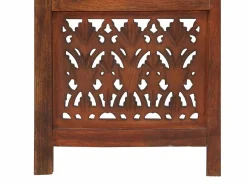 Online Biombo 3 paneles tallado a mano madera mango marrón 120x165 cm Biombo