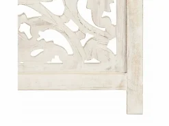 vidaxl Biombo 3 paneles tallado a mano madera mango 120x165 cm Blanco