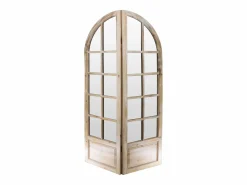OZAIA Biombo de espejo de madera con efecto patinado - 2 paneles - An. 96 x Al. 180 cm - Natural - KEDIRI