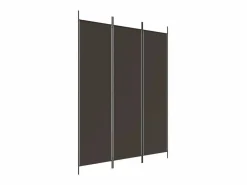 Biombo divisor de 3 paneles de tela marrón 150x200 cm ES427057