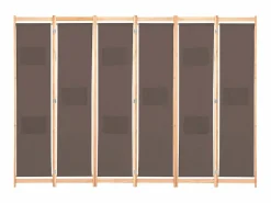 Sale Biombo divisor de 6 paneles de tela marrón 240x170x4 cm ES264747 Biombo
